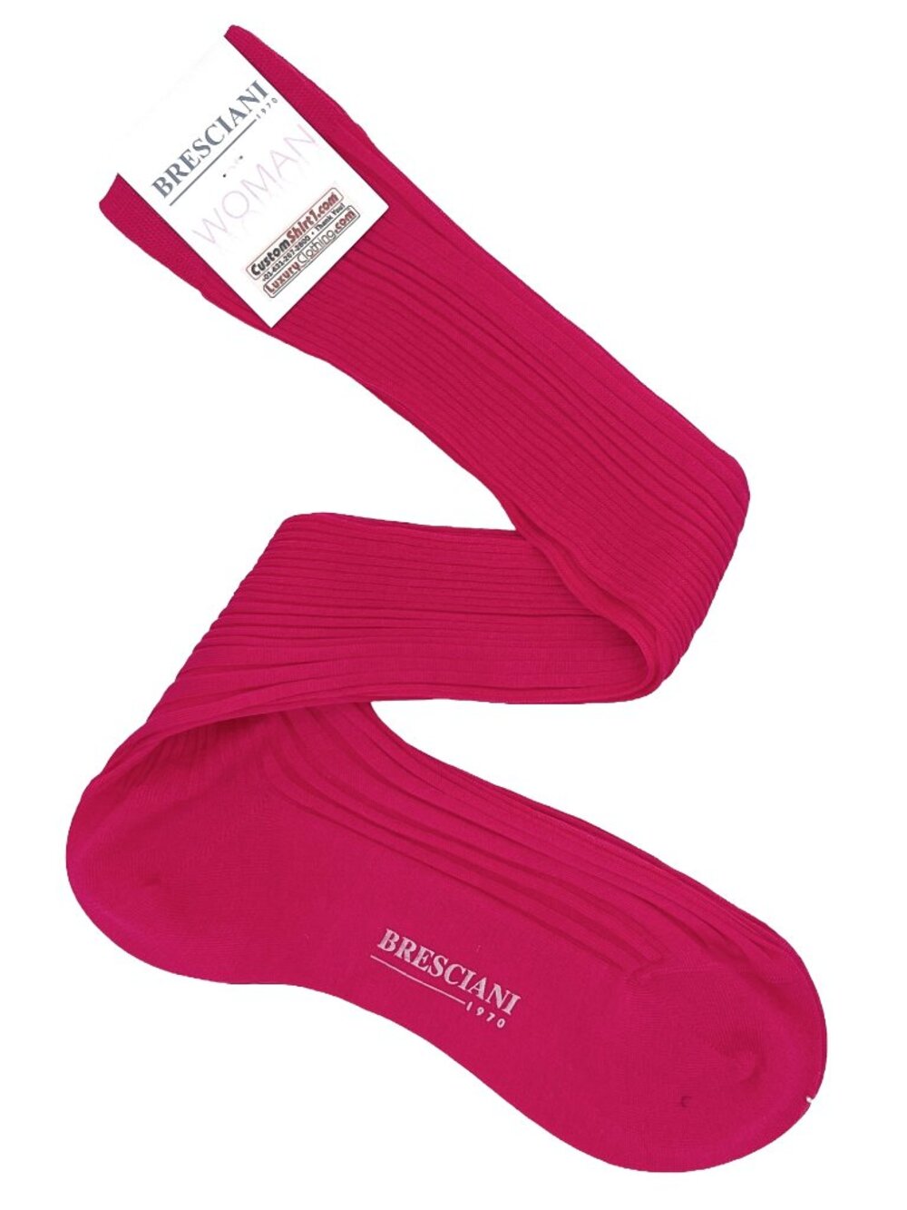 BRESCIANI WOMENS SOCKS COTTON RIB KNEE-HIGH FUSCHIA SIZE 6.5 9 US NEW